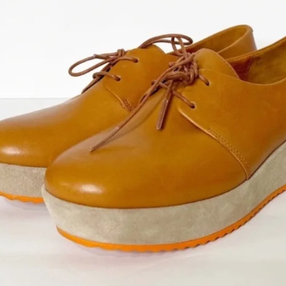 CAMPER Laila Lace Up Tan Platform Women's Shoes 8.5